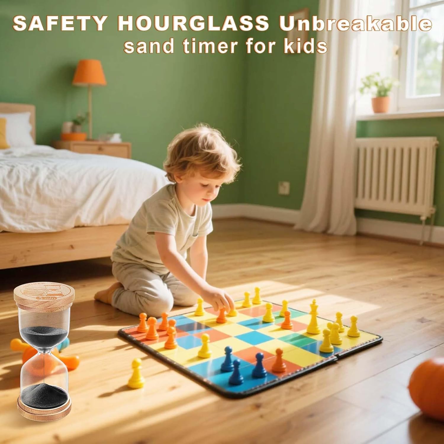 10 Minute Sand Timer, Beech Wooden Black Sand Clock for Kids, Small Hourglass, Sandglass 10 Min for Classroom,Game,Decorative (Black)