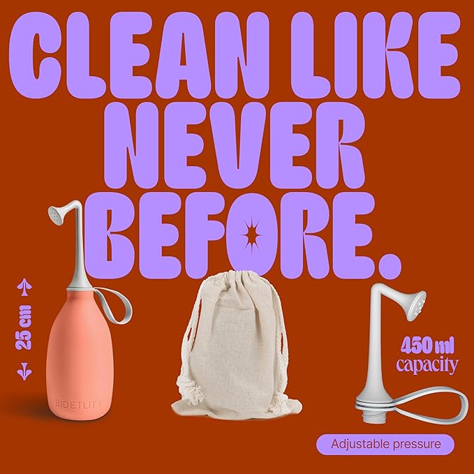 Butt & Intimate Shower 3.0 Mobile Travel Bidet & Sustainable Intimate Shower, Replaces Wet Wipes, Saves Toilet Paper, Portable Handheld Bidet, Travel Bag Included, BPA-Free - Precious Peach