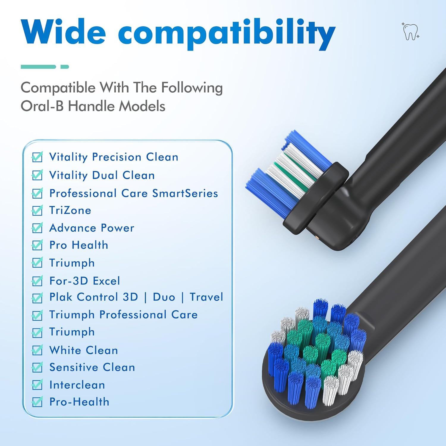 Replacement Toothbrush Heads Compatible with Oral B, Pack of 16 Professional Electric Toothbrush Heads Oral-b 7000, Clean, Oral B Pro 1000, 9600, 500, 3000, 8000 (Black)