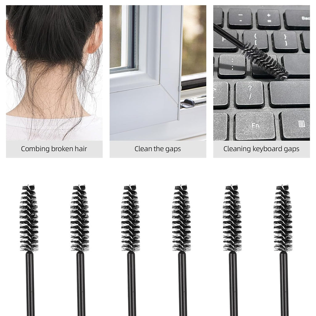 Tbestmax 600 Pcs Mascara Wands and Lip Brush, Black Lipstick Wands Eyebrow Spoolies Brush for Eyelash Extensions Disposable Makeup Applicator Beauty Tool Kits