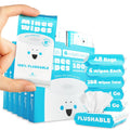 Impossibly Compact Travel Flushable Wipes - 99.5% Water and Aloe - Safe for Sensitive Skin, Hypoallergenic & Unscented - Travel Essentials for Adults, Kids & Baby Care - 48 Pack Total 288 Wipes