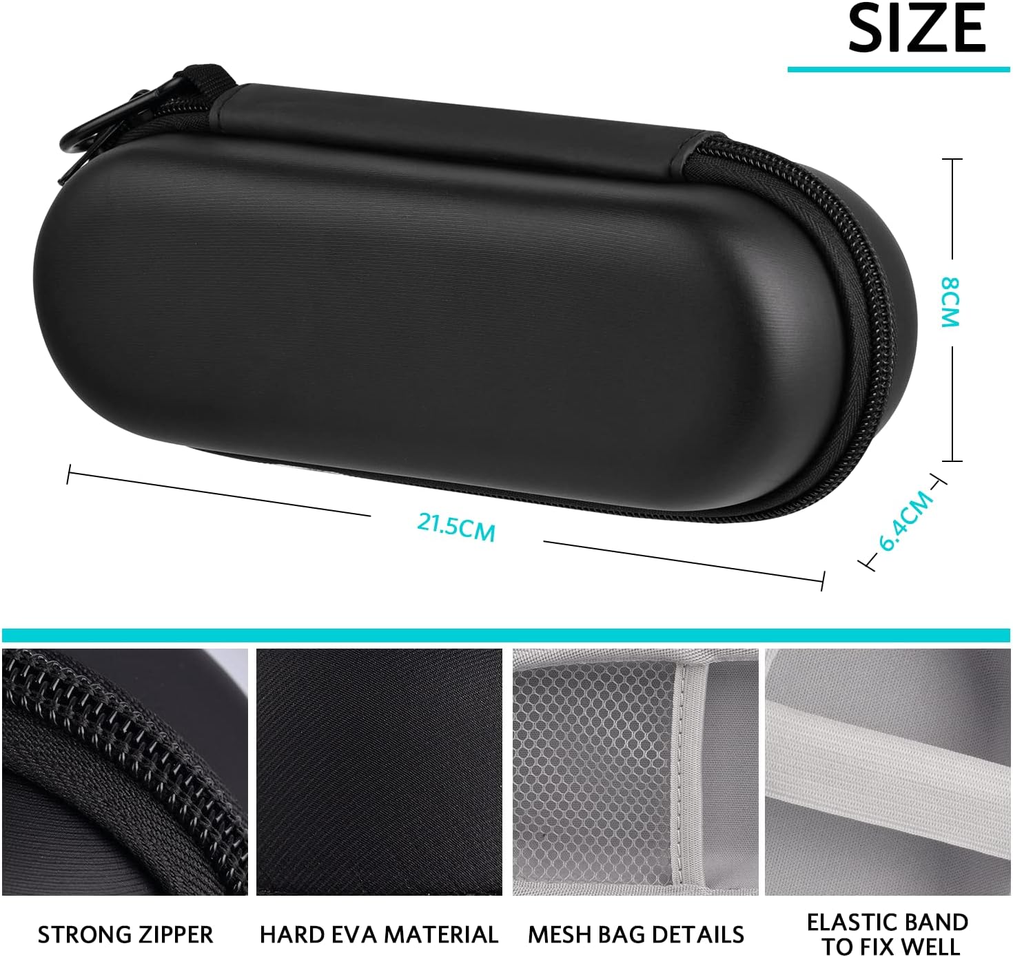 Electric Toothbrush Travel Case, Hard Storage Case with 6pcs Cover Caps, Fits for Oral-B/Oral-B Pro/Philips Sonicare Electric Toothbrush