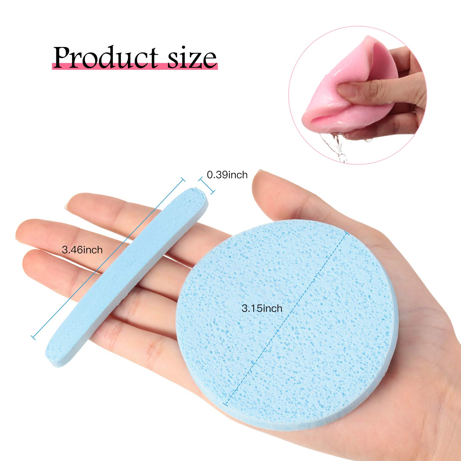 Patelai 120 Pieces Compressed Facial Sponge for Estheticians Face Makeup Removal Cleansing Sponge Pad Exfoliating Spa Wash Round Facial Cleansing Pads Supplies(Pink, Yellow, Blue)
