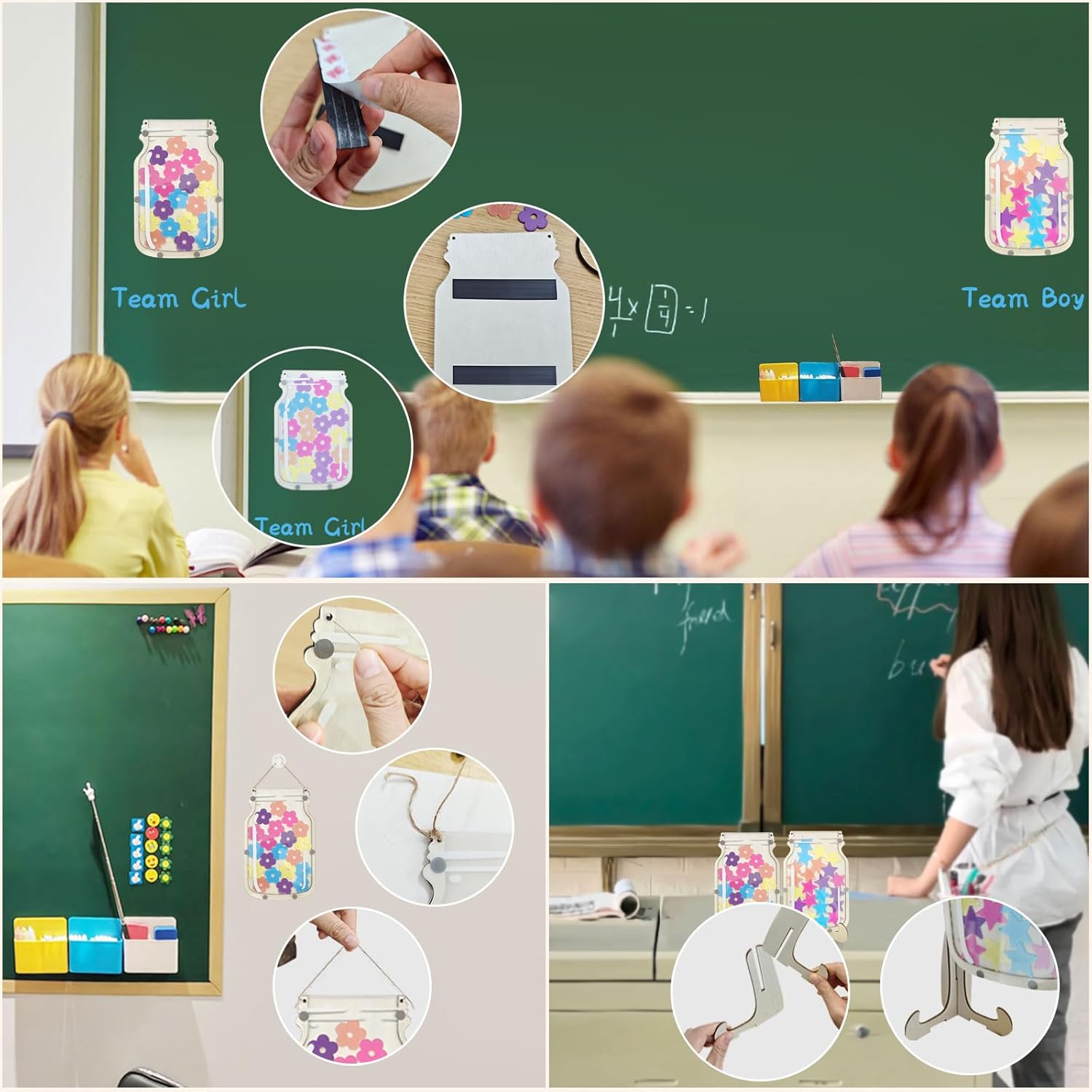 2 PACK Reward Jars for Kids: Magnetic Star Jar Reward System for Classroom & Home - Back To School Class Positive Behavior Incentive Jar for Teacher - 3 Options Placement