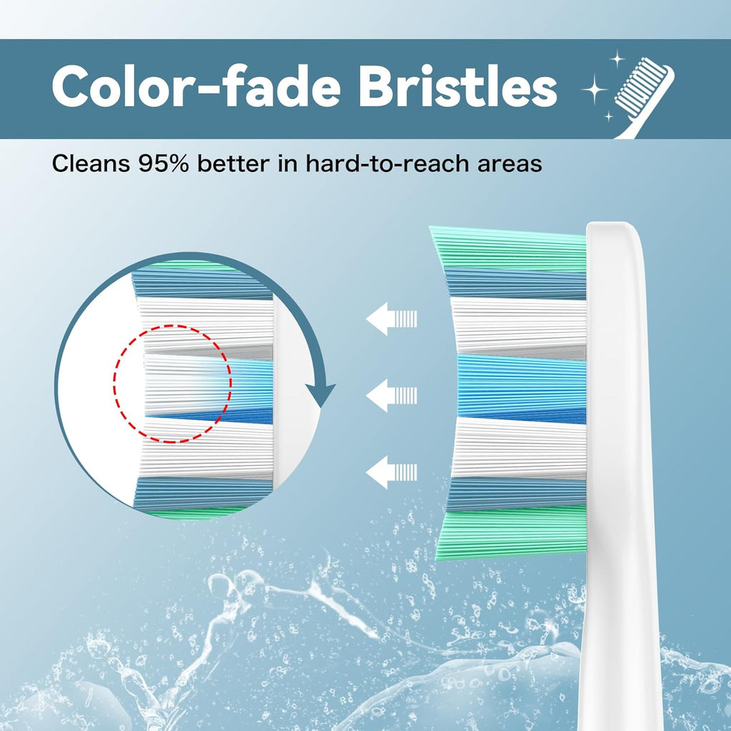 Toothbrush Heads for Philips Sonicare Replacement Brush Heads with Protective Cover Soft Dupont Bristles Electric Toothbrush Replacement Heads for Oral Health, 16 Pack