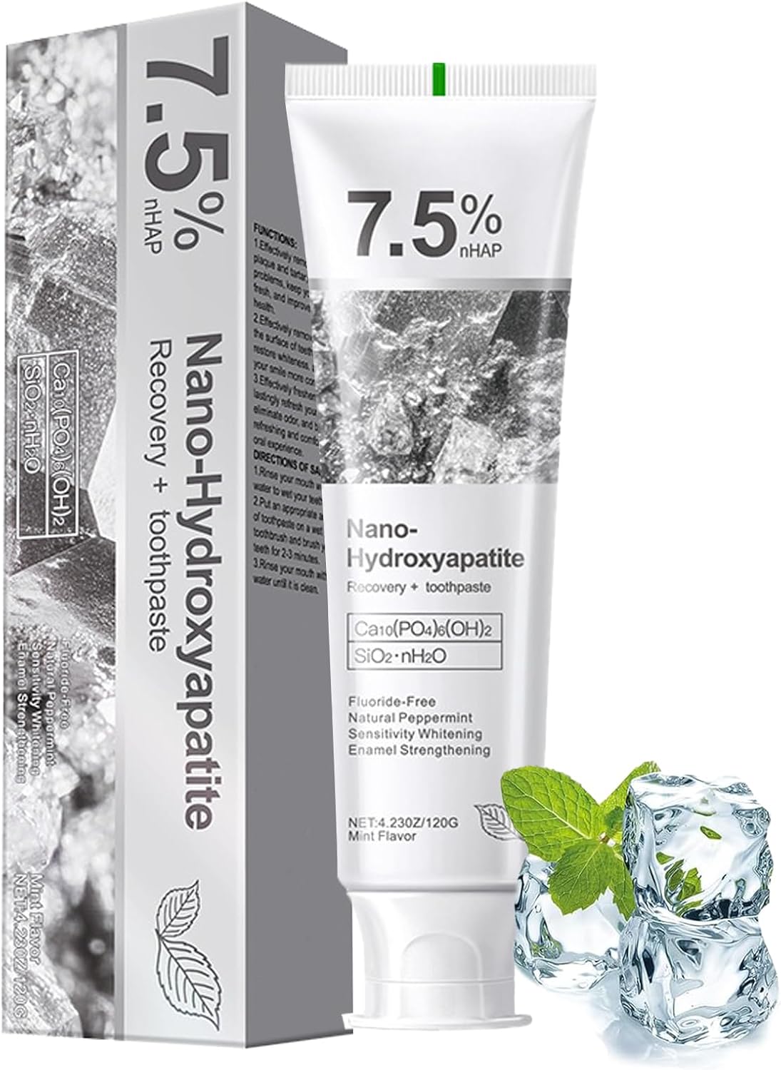 Hydroxyapatite Toothpaste, Deep Cleaning Toothpaste, Advanced Enamel Protection, Fluoride-Free Formula with Gentle Mint, Fresh Breath, Reduce Tooth Sensitivity (120g)