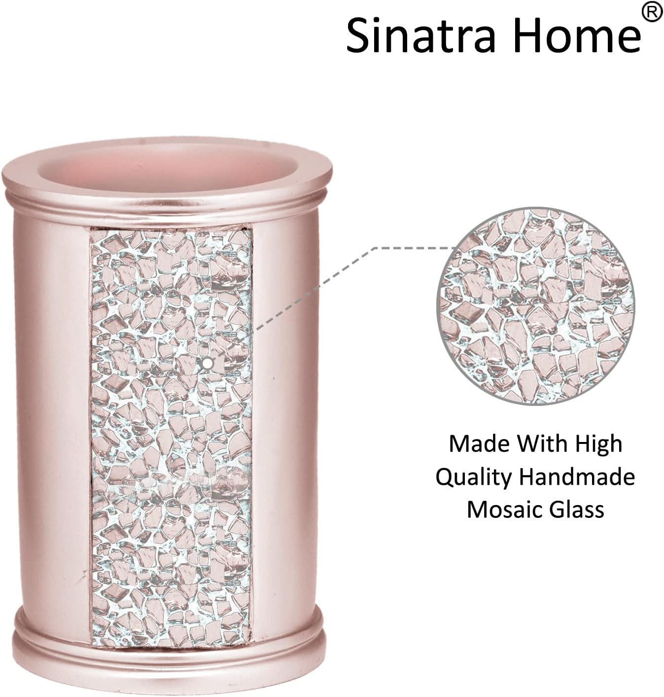 Zahari Home Sinatra Bath Tumbler Toothbrush and Toothpaste Holder Makeup Brushes Organizer, Blush