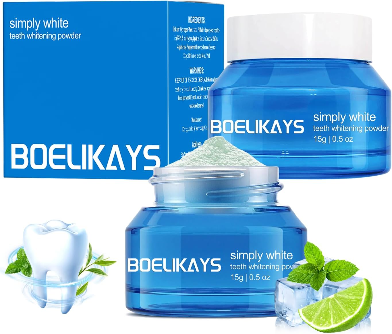 2 PCS Teeth Whitening Powder - No Sensitivity,Removes Stains - Enamel-Safe Toothpaste Whitening Powder for Coffee, Tea, Food, Wine, and Tobacco Stains O/B