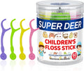 Super Deer Children's Dental Floss Sticks, 60 Count, Individually Packaged, Ages 3+, Shred Resistant, Perfect for School, Travel & Playdates