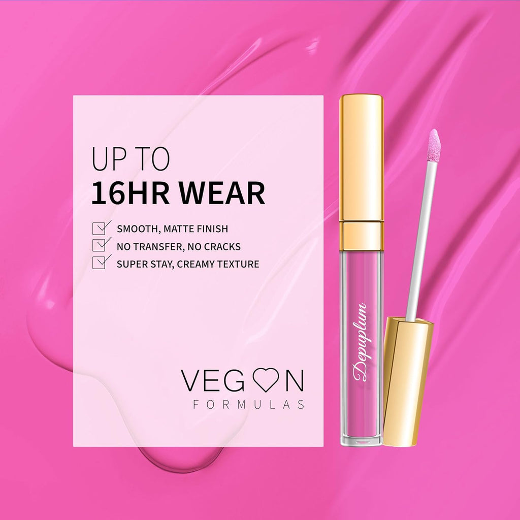 Pink Lipstick Matte for Women Superstay Hot Pink Long Lasting Lipstick Smudgeproof Liquid Lipsticks Cruelty Free Lip Makeup (DM28 Fruit Pink)