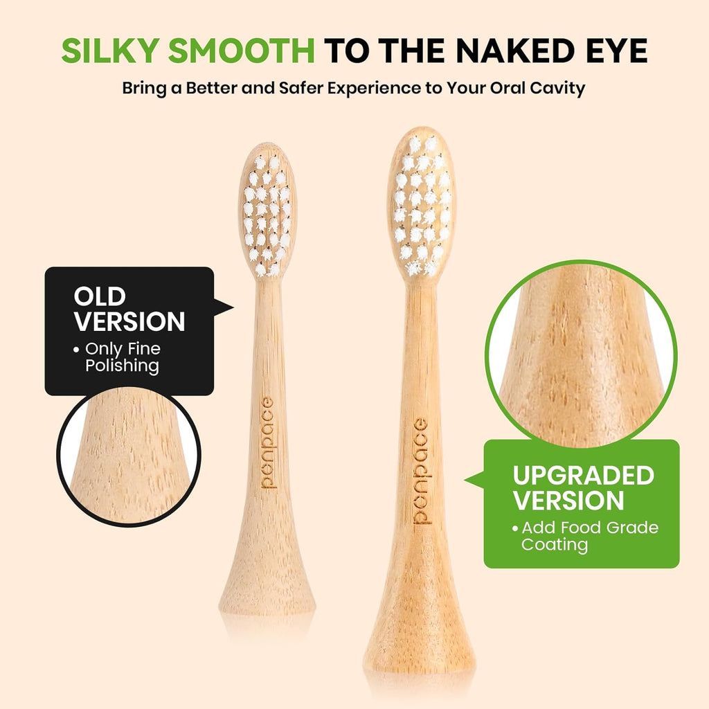 Bamboo Toothbrush Heads Compatible with Philips Sonicare, Extra Soft Castor-Oil Bristles for Sensitive Teeth, Eco-Friendly & Gentle Cleaning