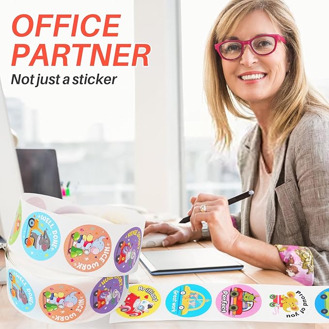 1000 Pieces Stickers for Kids,Cute Cartoon Animal Reward Stickers Suitable for Childers,Students,Classroom,School,Home,Party (1" / 2 Rolls)