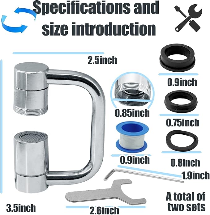 2pcs U Shape Faucet Extender, 1440° Rotatable Faucet Aerator Suitable for Kitchen and Bathroom Sinks
