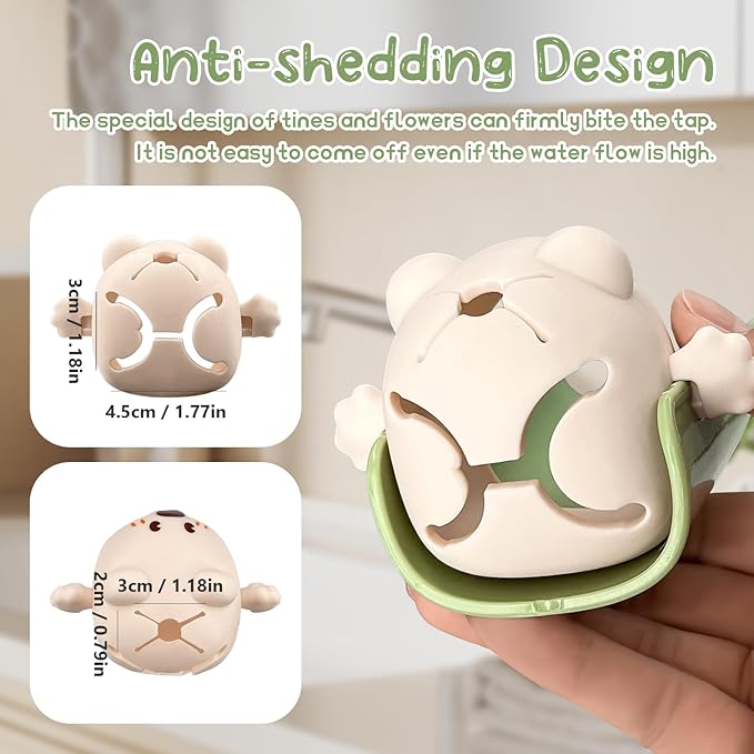 2-Pack Beige Faucet Extender for Toddlers & Kids, Child-Safe Silicone Sink Adapter with Visual Temp Alert, Fits Standard/Gooseneck Faucets - Bathroom, Kitchen, Bathtub