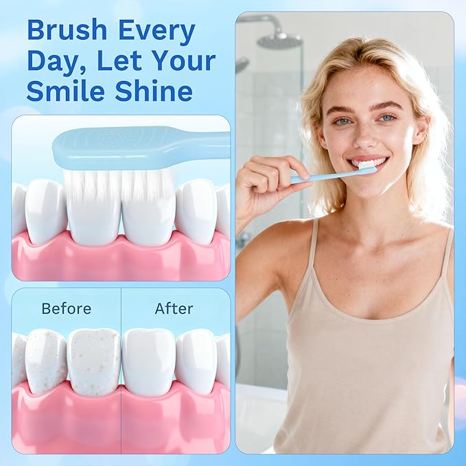 Disposable Toothbrushes with Toothpaste, Travel Toothbrush Kit, Individually Packaged, Light Blue, with Floss Picks, Suitable for Hotel, Home, Camping, Travel (100-PACK)