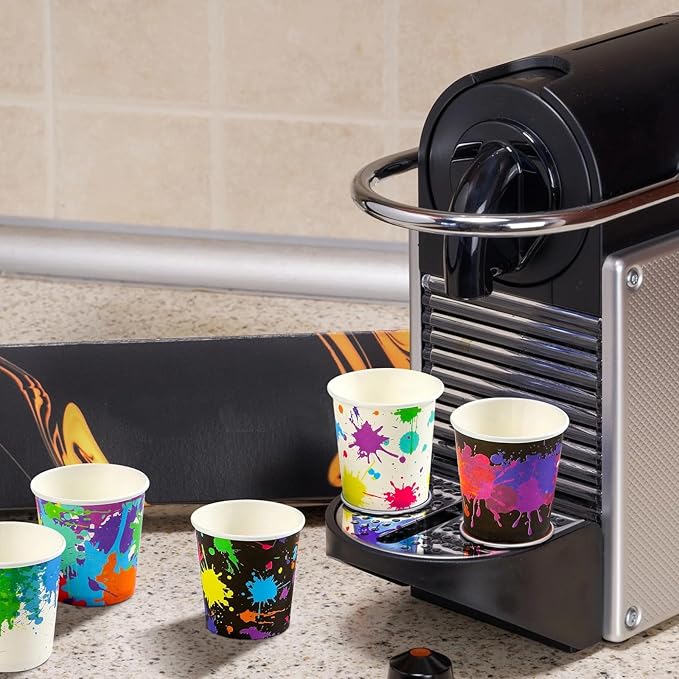 Tiamon 500 Pack 2 oz Paper Cups, Mini Mouthwash Disposable Bathroom Small Paper Drinking Espresso Cups for Home Office Travel Picnic Party Supplies(Artist Paint)