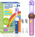 UV Self Clean Kids & Toddlers Electric Toothbrush | Improve Safe and Hygiene | Soft Bristles | Easy-Grip Silicone Handle | 4 Modes & 2-Min Timer | One Charge Last 60 Days | Age 3+ (Pink)