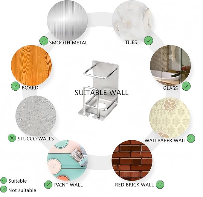 HANZE Toothbrush Holder 304 Stainless Steel Adhesive Wall Mounted 3 in 1 Toothbrush Holder Toothpaste Holder and Cup Holder for Bathroom Shower