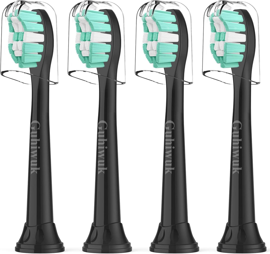 Toothbrush Heads for Philips Sonicare Replacement Heads, C2 Brush Head Compatible with Phillips Sonicare Click-on 4100 5100 6100 Electric Toothbrush, 4 Pack, Black