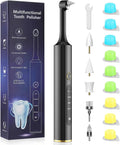 Rechargeable Tooth Polisher with 5 Brush Heads 9 Polish Pastes 4 Speed Modes IPX6 Teeth Cleaning Kit LED Light Dental Cleaning Kit for Home Use Polishing and Whitening of Tooth