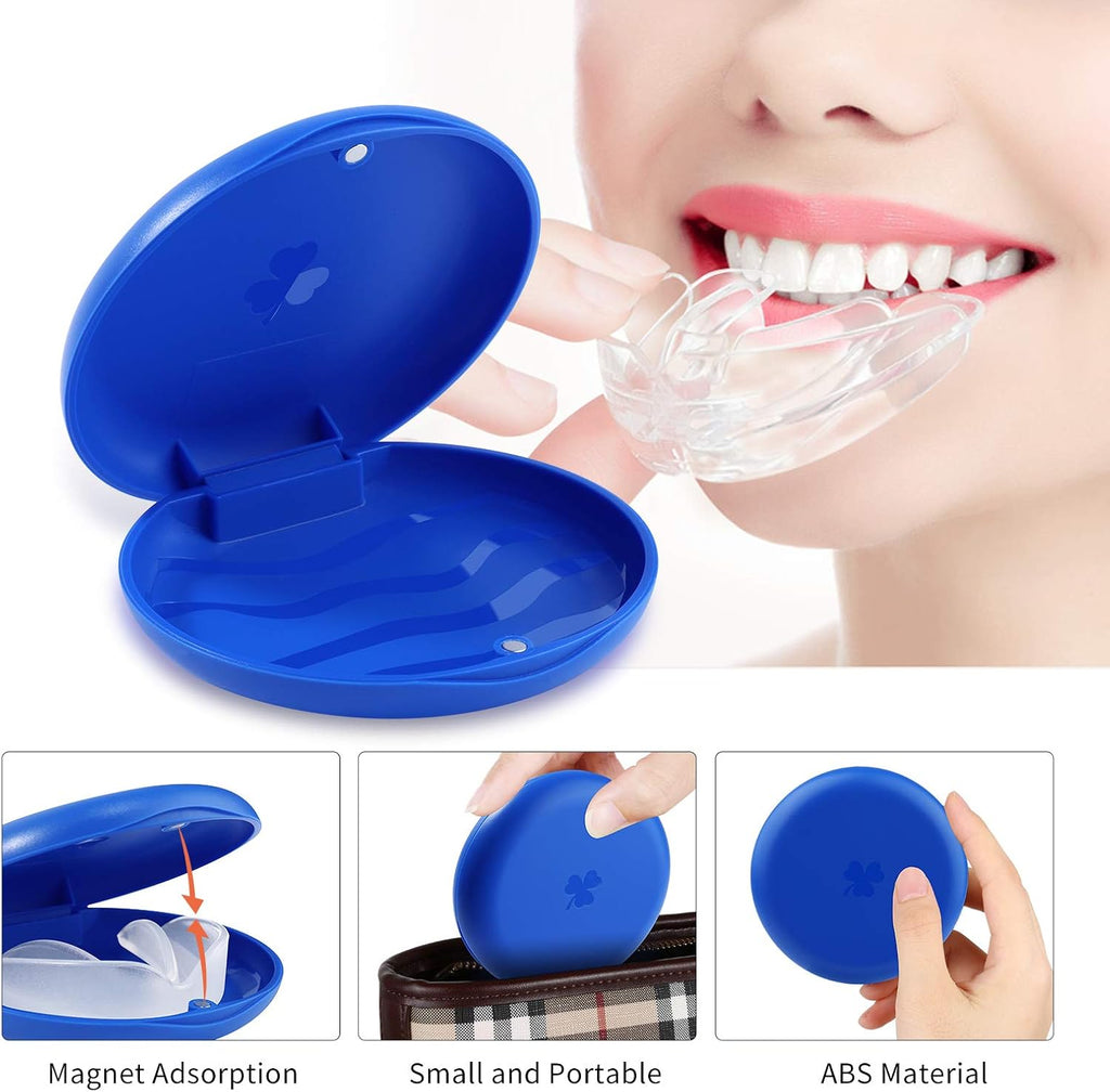 (2 Pack) Retainer Cases,Solid Orthodontic Retainer Cases (Blue)