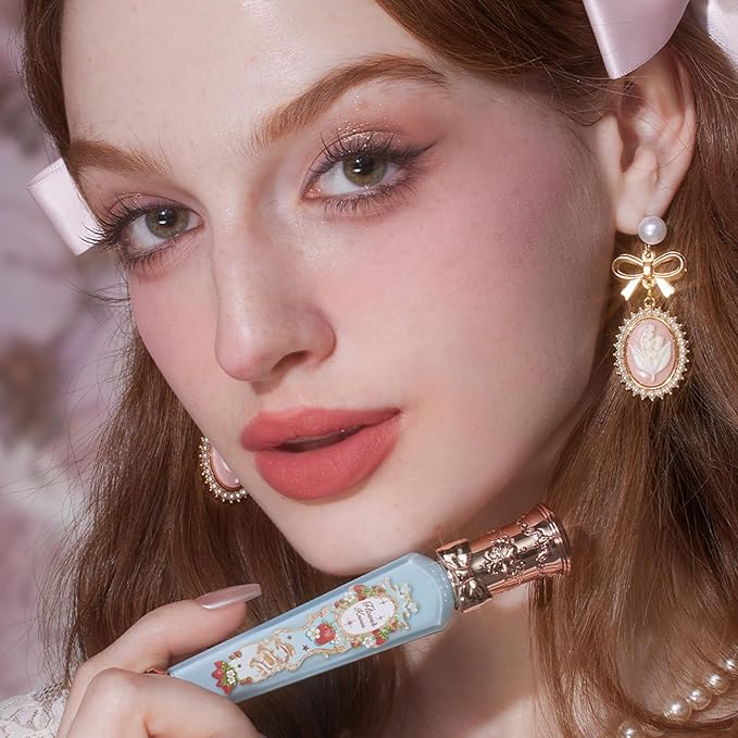 Flower Knows Strawberry Rococo Cloud Lip Cream,Long Lasting Rosy Coral Matte Lipstick,Hydrating Lip Stain,Transfer & Smudge Proof Velvet Liquid Lipstick for Girls&Women,0.12 Fl Oz(S02 Peachy Milk)