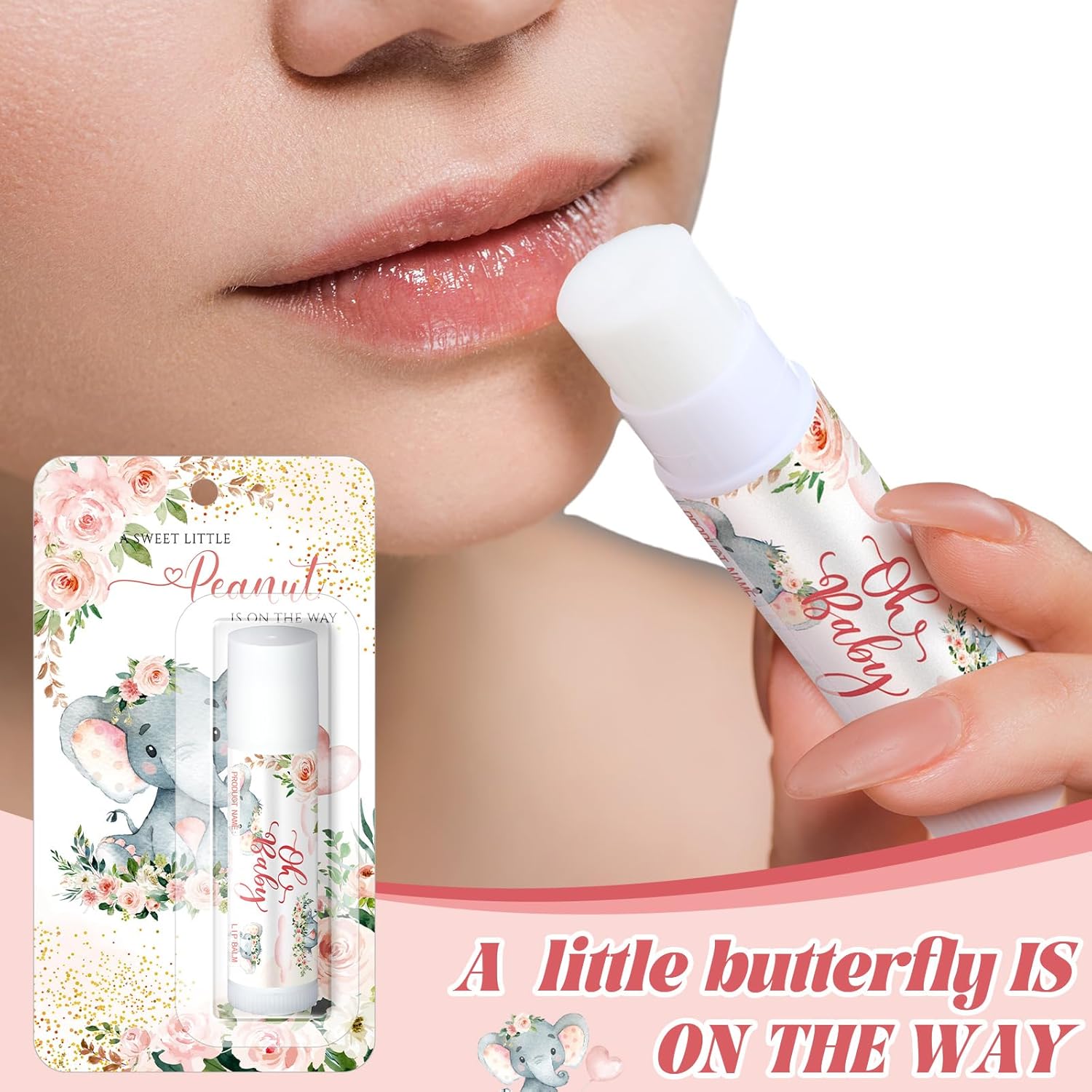 30 Pack Christmas Pink Elephant Party Baby Shower Games Prizes Bulk Lip Balms Little Peanut Party Gifts for Winners Boy Girls Gender Reveal Favors Decor Baby Shower Souvenirs Stocking Stuffers