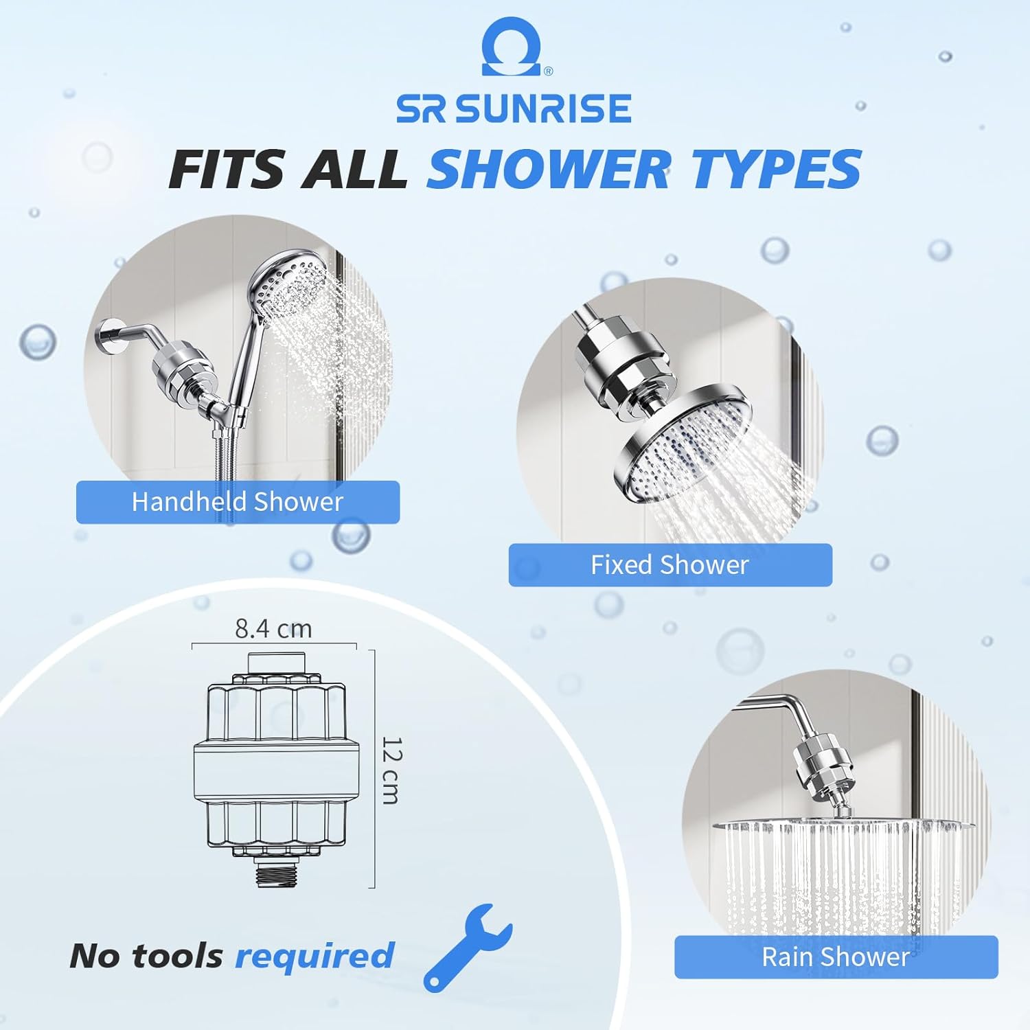 20-Stage Shower Filter-Shower Head Filter for Hard Water, with 5 Replaceable Cartridges, High Output Shower Water Filter for Removing Chlorine and fluoride, Polished Chrome