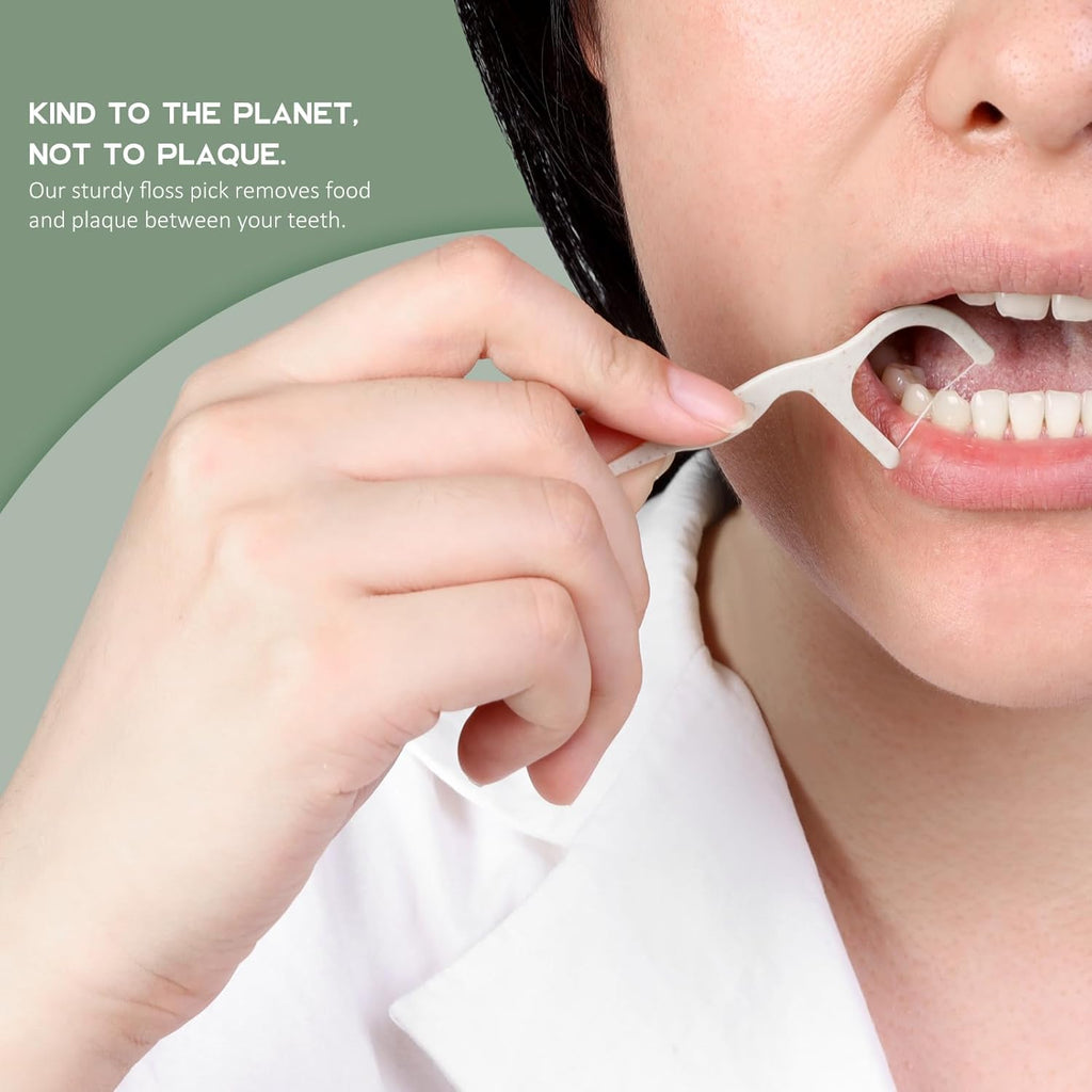 Floss Picks (300 Count) – Plant Based Dental Floss Picks for Superior Oral Care, Dental Hygiene, and Gum Health, Cruelty Free Tooth Floss Picks Single Thread (Mint)