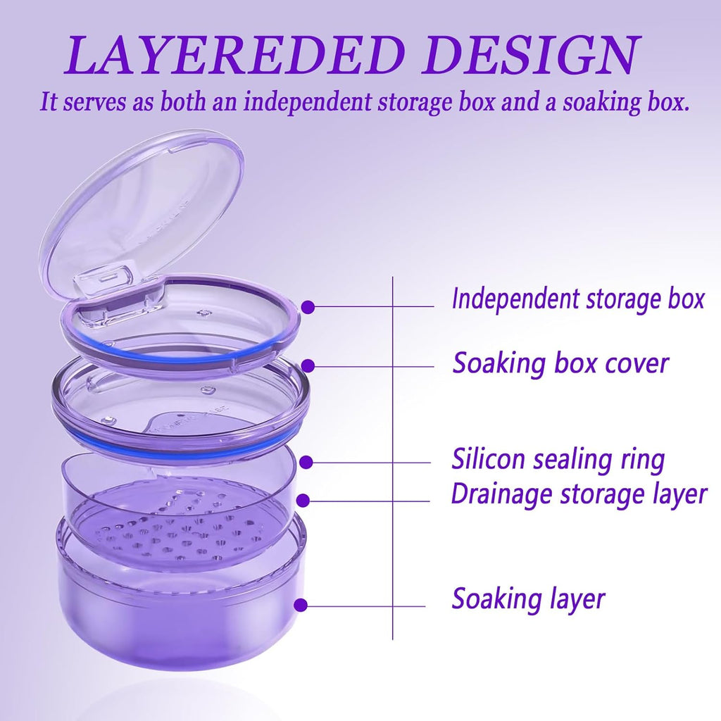 2 in 1 Retainer Case Retainer Bath Case for Cleaning and Store Retainer Mouth Guard Aligner Night Guard Partial Denture, All-in-one Retainer Bath and portable storage case