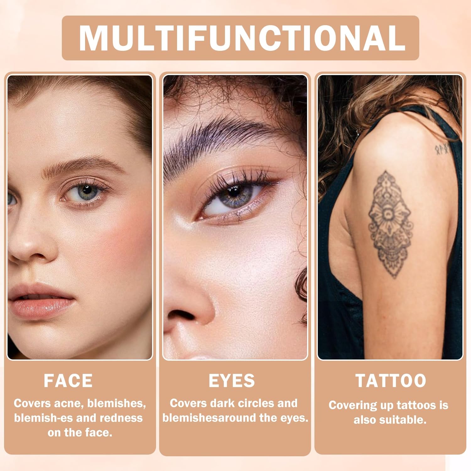 Under Eye Concealer for Dark Circles Color Corrector Pro Full Coverage Concealer de oieras Long-lasting Cover up Makeup - 01 IVORY WHITE