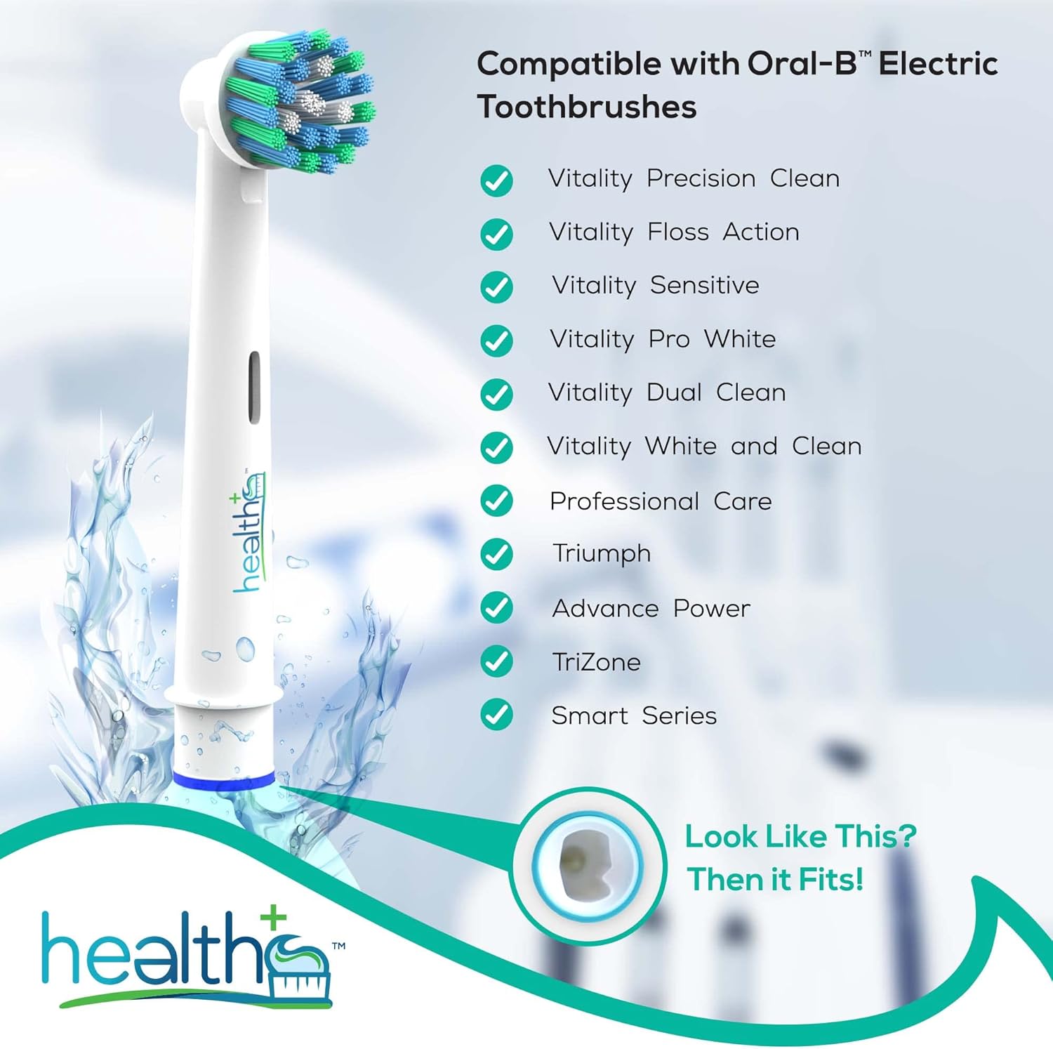 Compatible Oral-B Replacement Brush Heads - Variety 6-Pack Generic | Electric Toothbrush Heads with Dupont Bristles | Sensitive, Ortho, Powertip, Whitening, and Normal Brush Heads