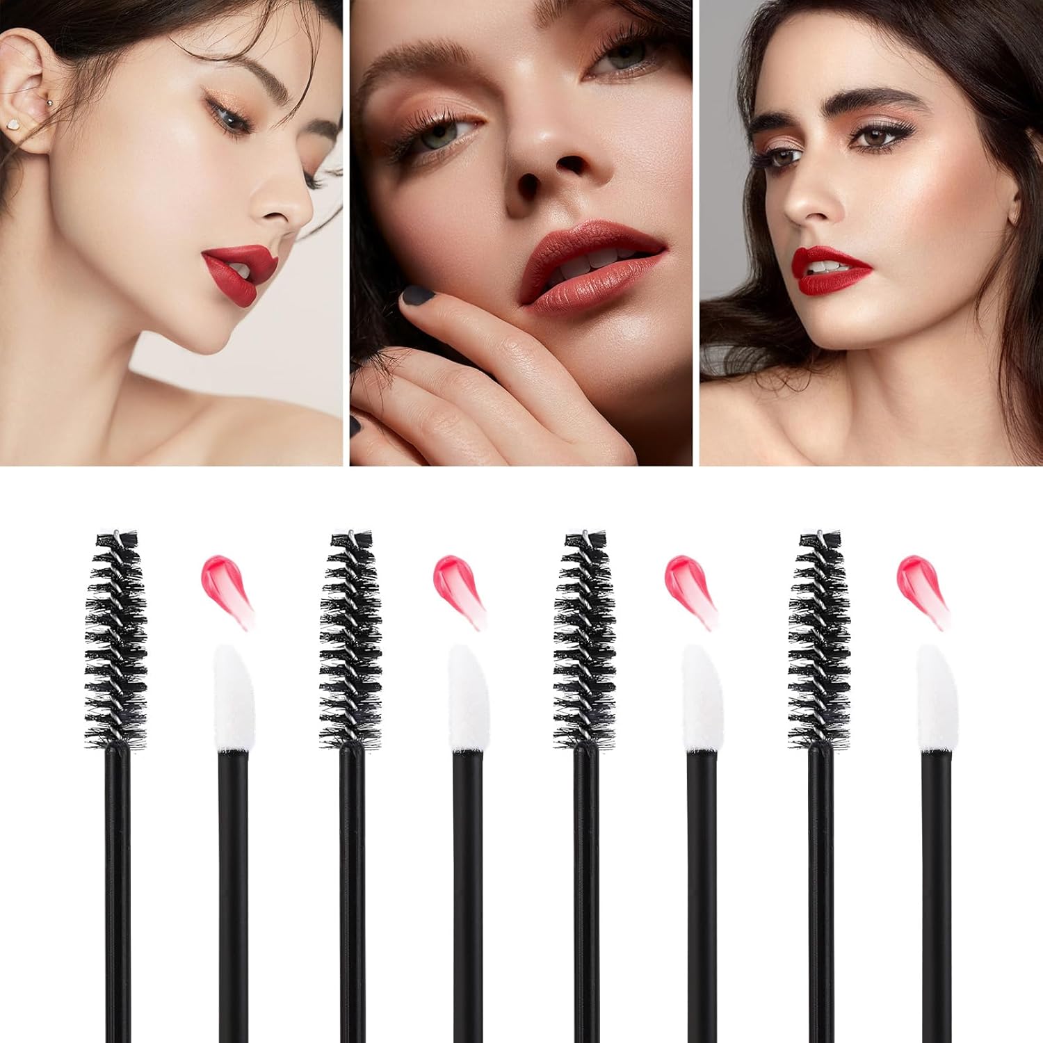 Tbestmax 600 Pcs Mascara Wands and Lip Brush, Black Lipstick Wands Eyebrow Spoolies Brush for Eyelash Extensions Disposable Makeup Applicator Beauty Tool Kits