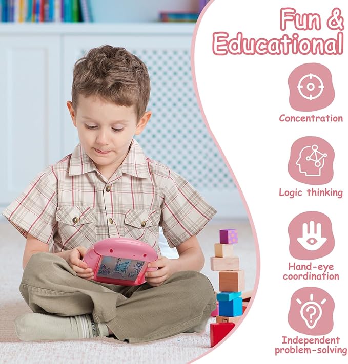 Rotating Puzzle for Kids 3 4 5 6 7 8 Year Old, 4 Puzzles in 1, Toddlers Travel, Car, Airplane, Road Trip Activities, Fine Motor Skills, Fidget, Gift for Boys & Girls Ages 3+ (Alicorn)