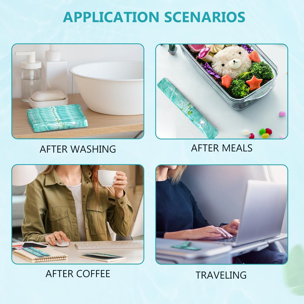 Mouthwash Travel Size - Portable Packets to Go, Alcohol & Fluoride Free Fresh Mint Mouthwash Strips for Superior Oral Hygiene,Disposable Packs (Pack of 20)