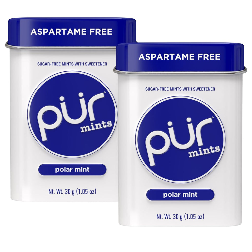 PUR Mints | Aspartame Free Mints | Made with Xylitol | Sugar Free, Vegan, Gluten Free & Keto Friendly | Natural Polar Mint Flavored Mints, 30 Pieces (Pack of 2)