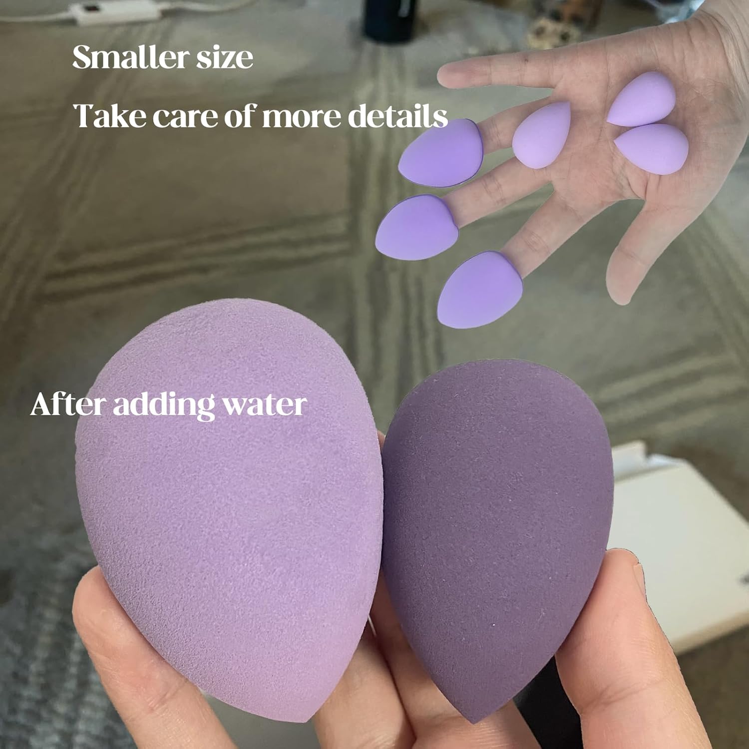 Makeup Sponge Set, 14 Pcs for Liquid Cream, and Powder Latex Free Makeup Blender Sponges Multi-colored for Makeup Application with Storage Box Purple Gifts