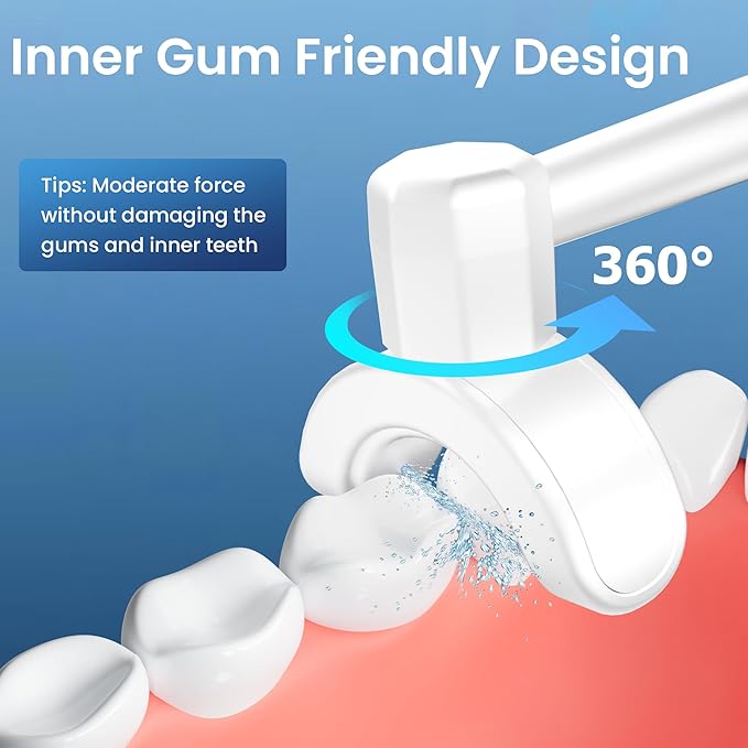 Cordless Water Flosser for Teeth, U-Shaped Flossing 360° Deep Clean, 5 Modes 7 Jet Tips for Adult & Child, Portable Rechargeable Dental Flosser Pick for Braces, Travel, 350ML Large Tank