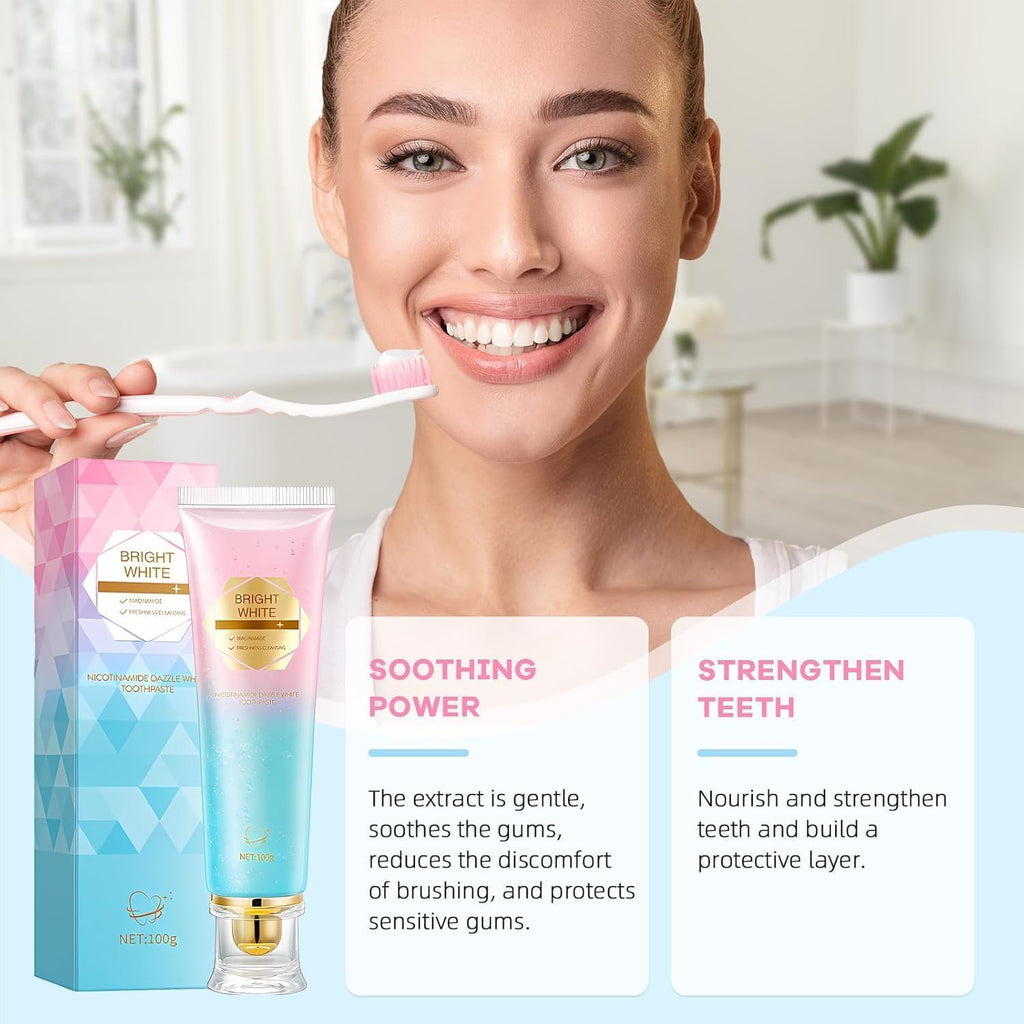 Niacinamide Whitening Toothpaste，Mild Mint for Fresh Breath,24-Hour Fresh Breath,Triple Brightening Niacinamide-Infused Toothpaste，Fluoride-Free Formula Suitable for Sensitive Teeth (3)
