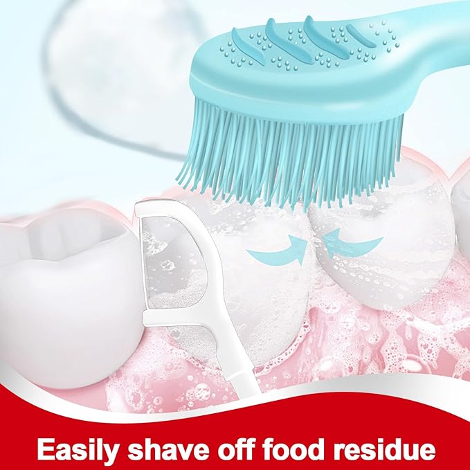 28 Packs Mini Brushes-Disposable Toothbrushes with Toothpaste Tongue Scraper Floss Pick Travel Toothbrush Individually Wrapped Sof for Work or Travel (Lemon)