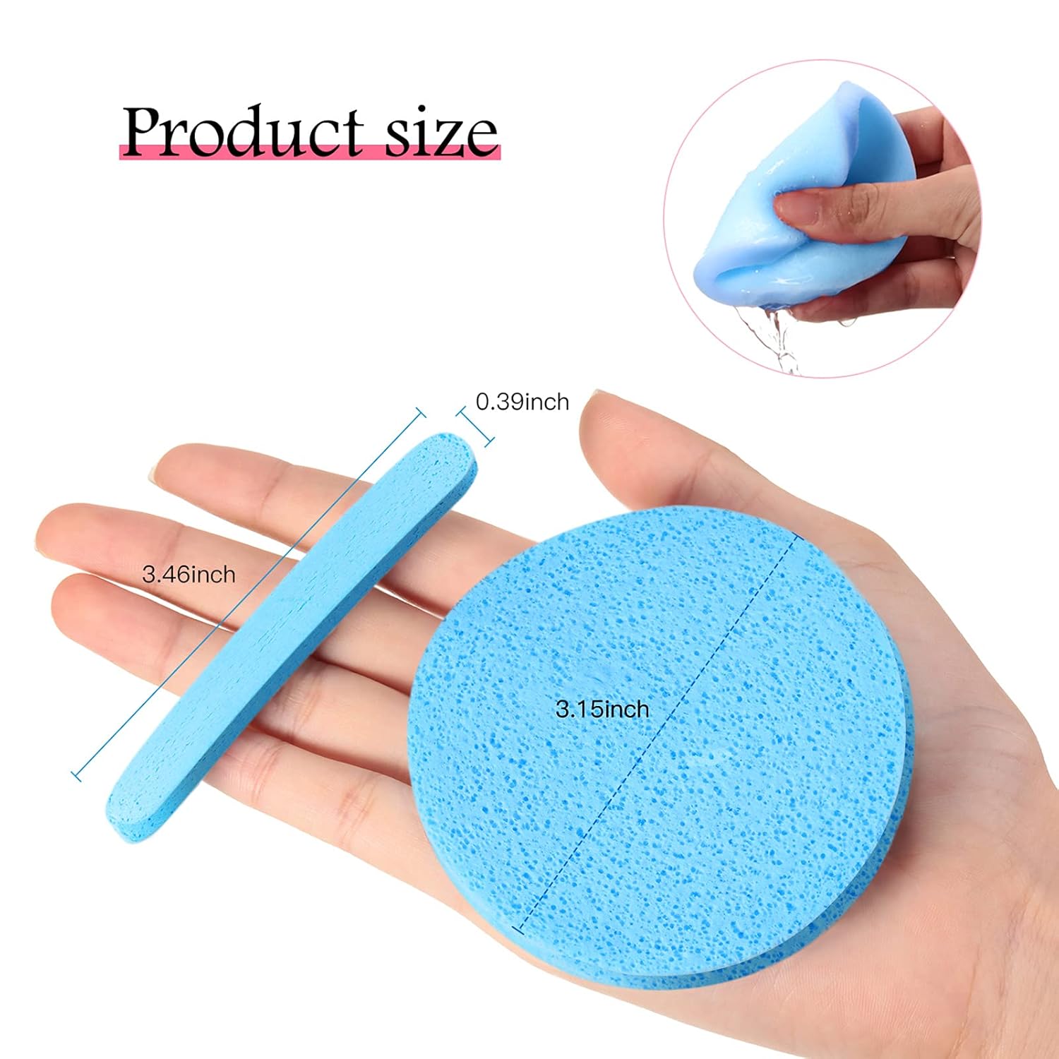 Patelai 120 Pieces Compressed Facial Sponge for Estheticians Face Makeup Removal Cleansing Sponge Pad Exfoliating Spa Wash Round Facial Cleansing Pads Supplies(Blue)