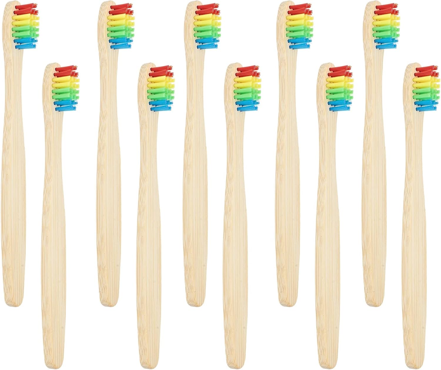 SEVENHEAD 10 PCS Kids Bamboo Toothbrushes Soft Bristles Wooden Toothbrushes, Natural Biodegradable BPA Free Eco Friendly Toothbrushes Colorful
