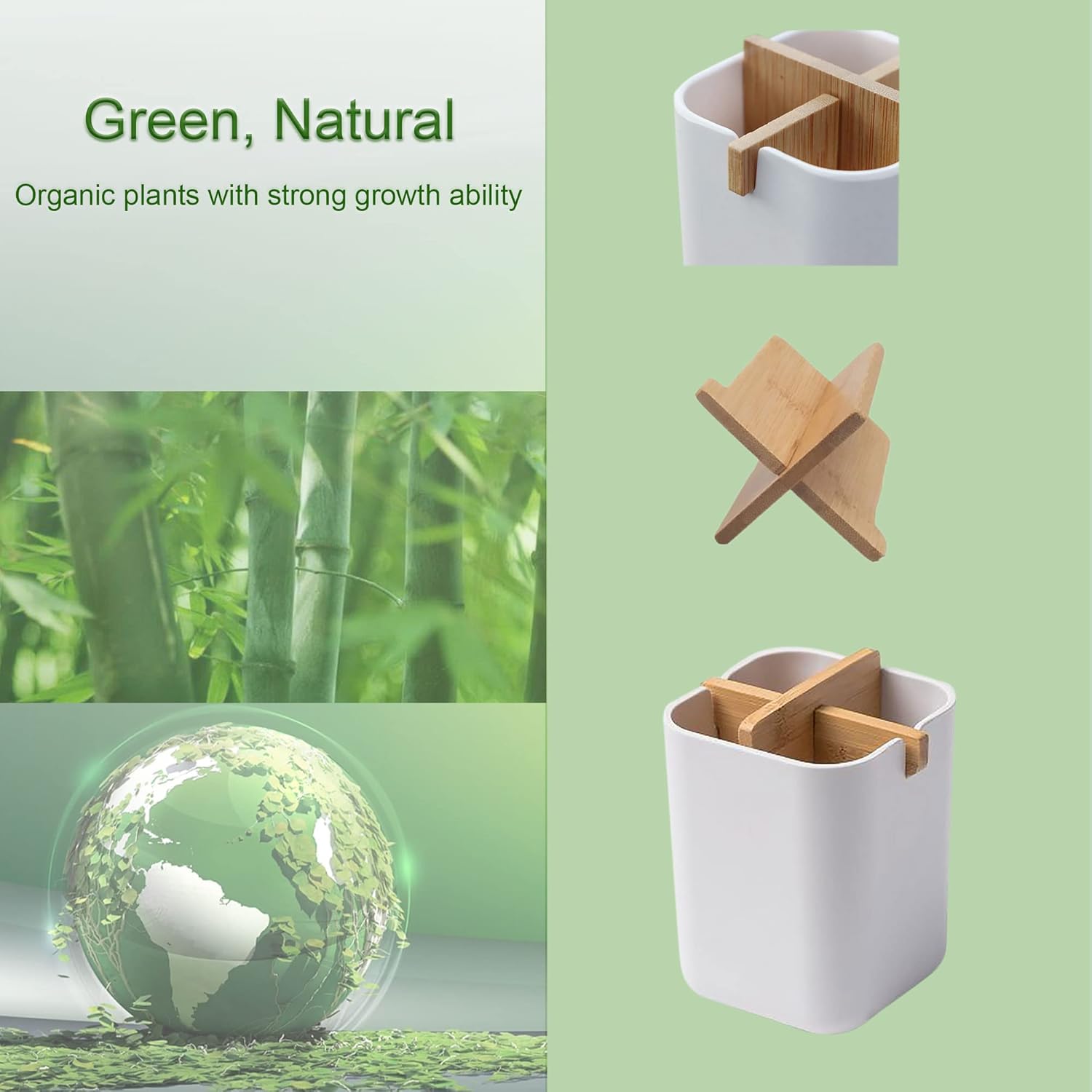 Aoheuo Bamboo-Toothbrush Holders-Multifunctional-Electric Toothbrush-Storage Box-Natural Tough-Toothpaste-Holder Suitable for Bathroom Countertops, Sink, etc.