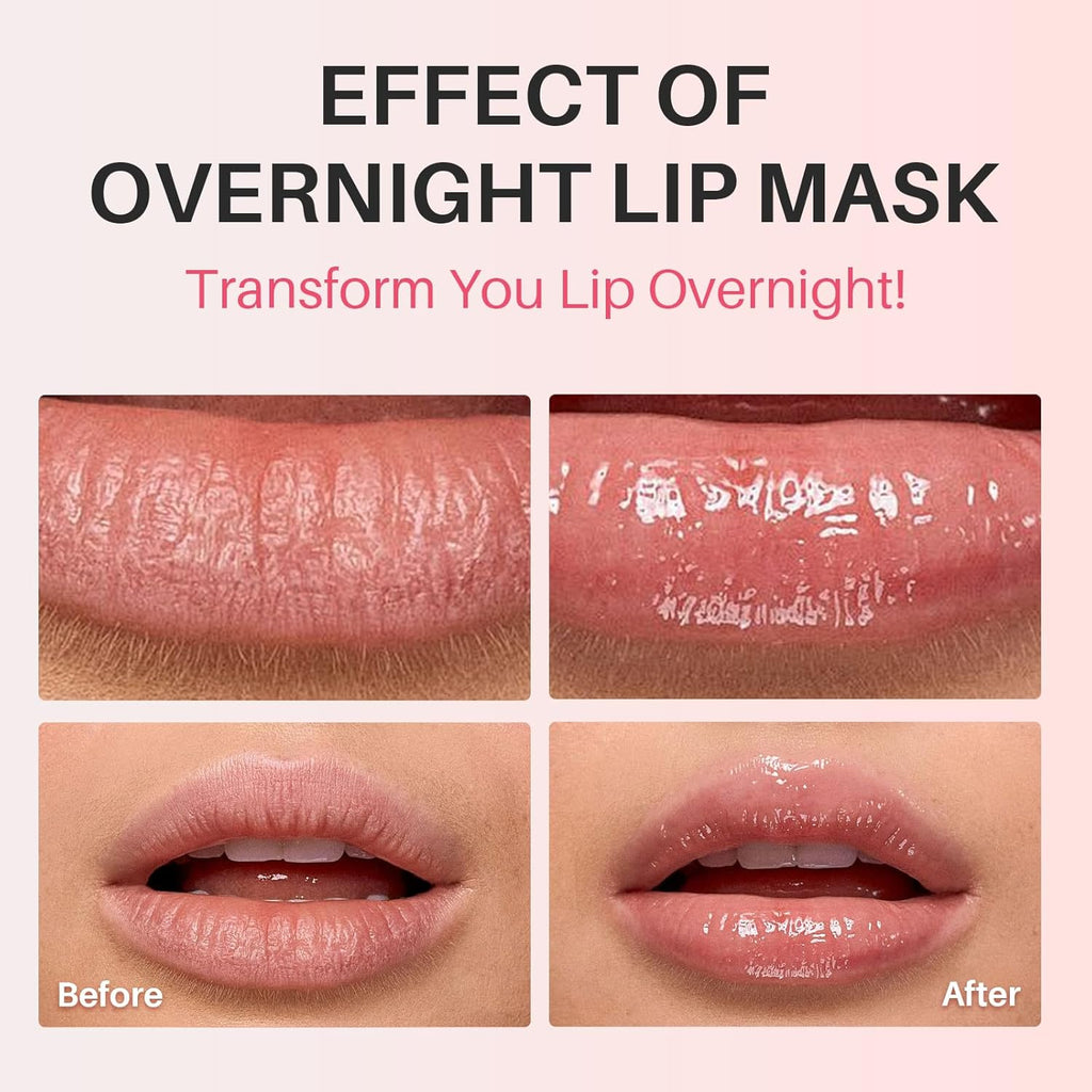 Lip Mask, Overnight Lip Sleeping Mask, Lip Moisturizer for Dry Cracked Lips Care, Dual-Color Korean Lips Balm with Vitamin C and Shea Butter for Nourishing and Softening Lips - Lemon Mint