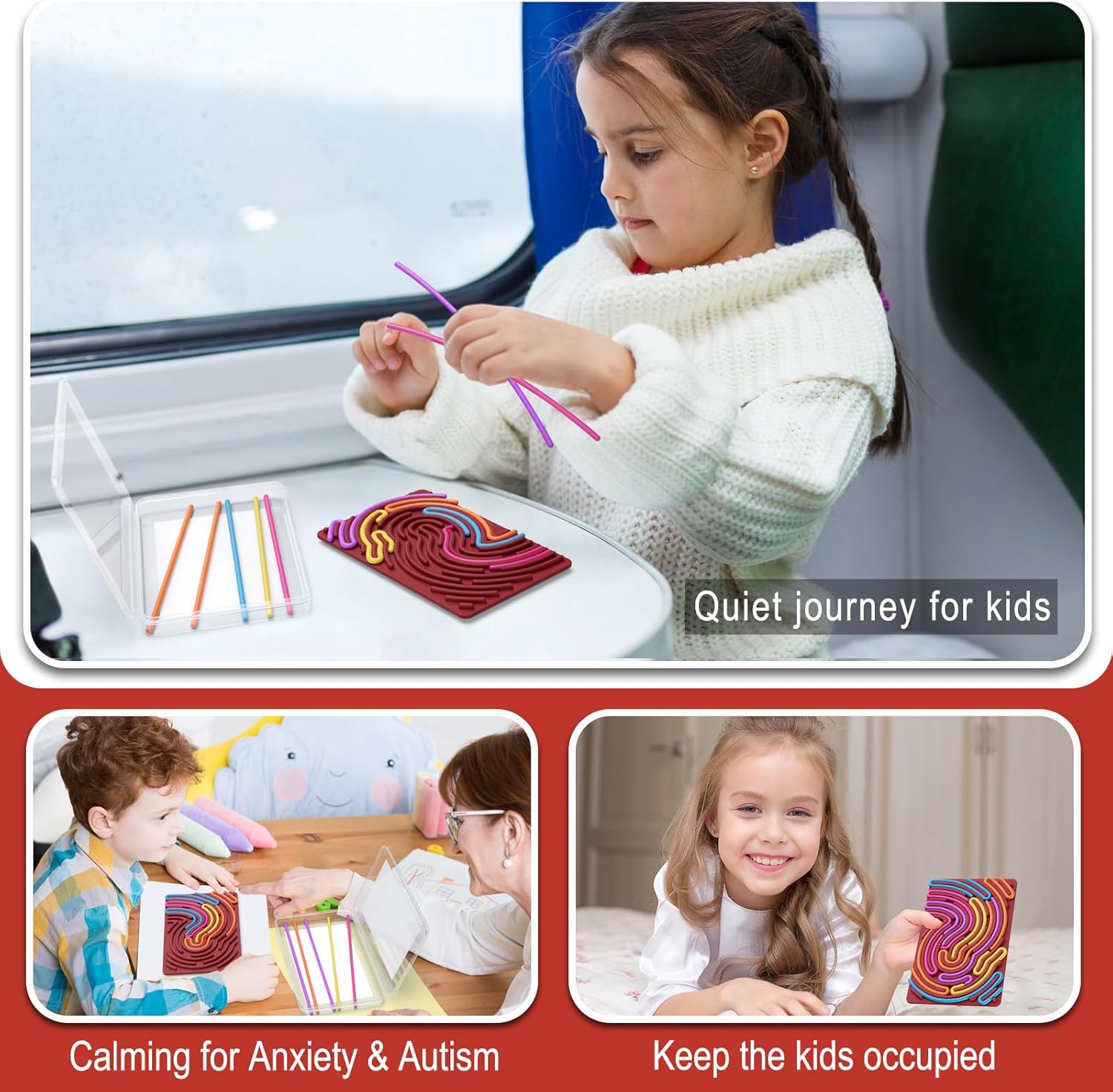 Sensory Fidget Toys for Kids Toddler Boys ,Sensory Activity Board for Stress Anxiety Autistic ADHD, Calm Down Travel Airplane Essentials Toys for 3+ Year Old, Stuffers Gifts for Teen Girls