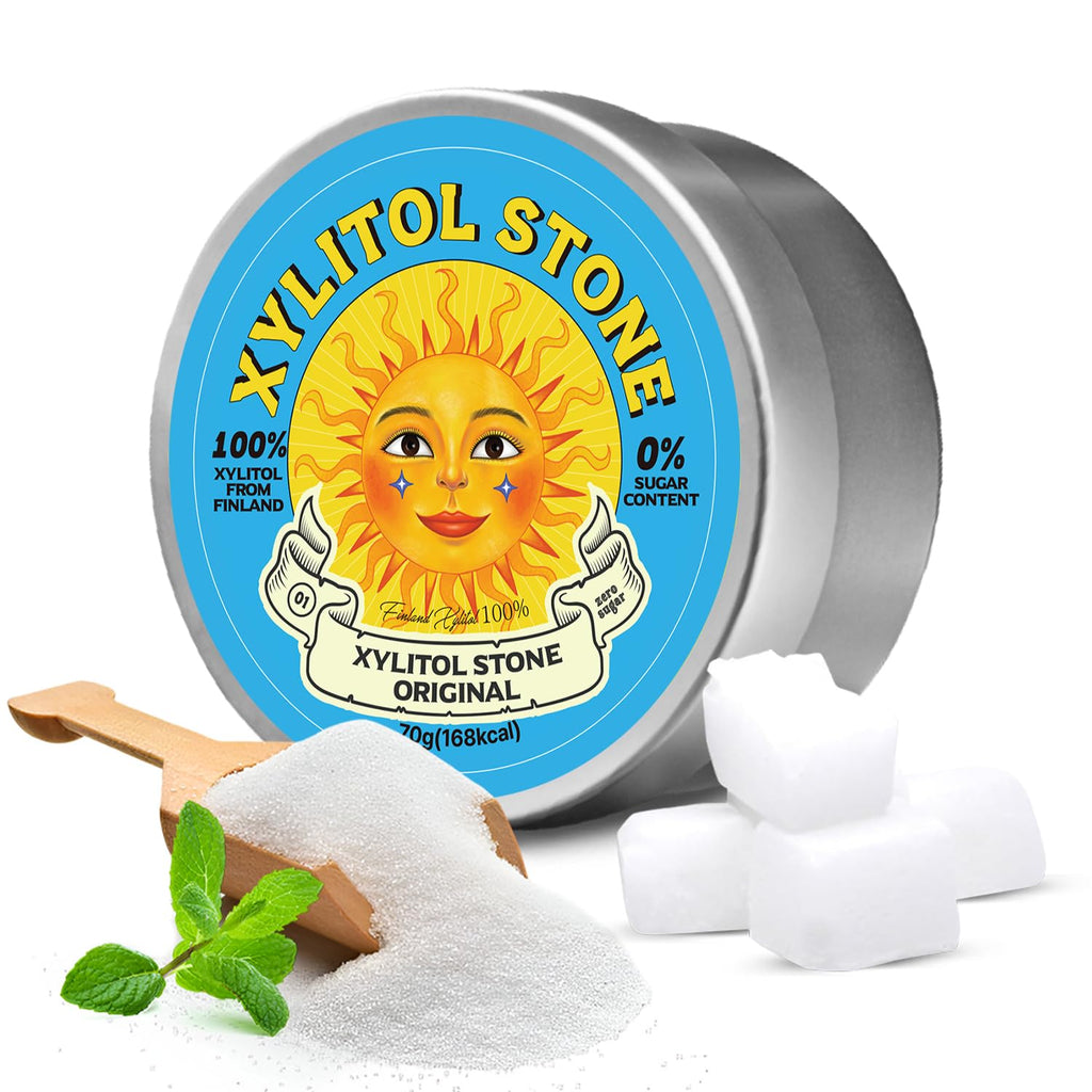 Xylitol Stone Sugar Free Candy - Vegan & Keto Friendly Unique Hard Candy Sugar-Free - 100% Natural Flavor Candies - Gluten Free & Non-GMO Breath Freshener Low Calorie Mints - Original (Pack of 1)