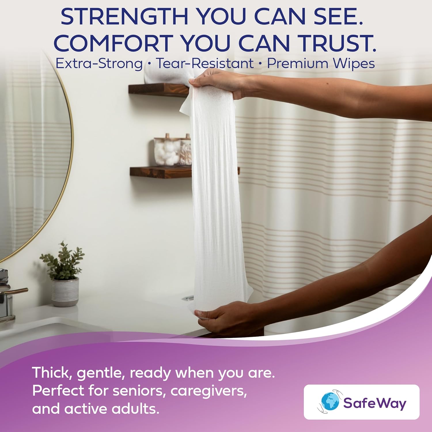 SAFEWAY USA Adult Wipes Disposable — Multi-Purpose & Alcohol-Free, Preferred by Caregivers for Seniors & Incontinence Solution, Aloe-Infused, Ideal for Sensitive Skin — Extra Large, 12 Pack 600 pcs.