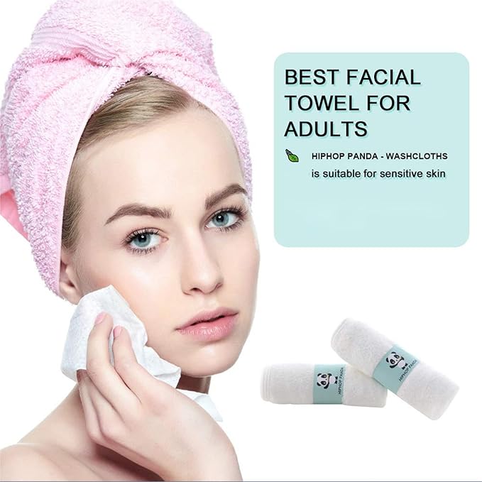 HIPHOP PANDA Baby Washcloths, Rayon Made from Bamboo - 2 Layer Ultra Soft Absorbent Newborn Bath Face Towel - Reusable Baby Wipes for Delicate Skin - Grey, 30 Pack