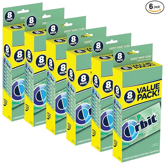 ORBIT Gum Bulk Sweetmint Sugarfree Chewing Gum Bulk, 8 Packs of 14 Pieces, Case of 6