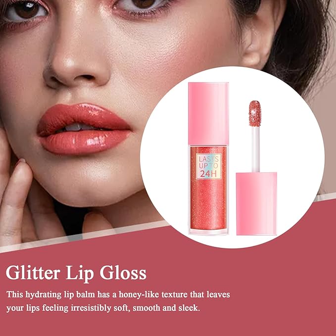 Shimmery Lip Gloss - Glossy Moisturizing Plumper, Glitter Shine, Hydrating Balm With Applicator | High Shine For Full Luscious Lips, Lightweight Oil Smooth Care, Non Sticky Tint Party Daily Makeup